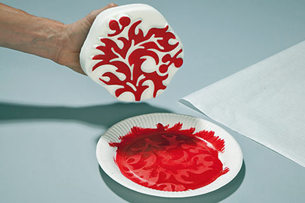 Bettkopfteil - Farbe mit Stempel aufnehmen