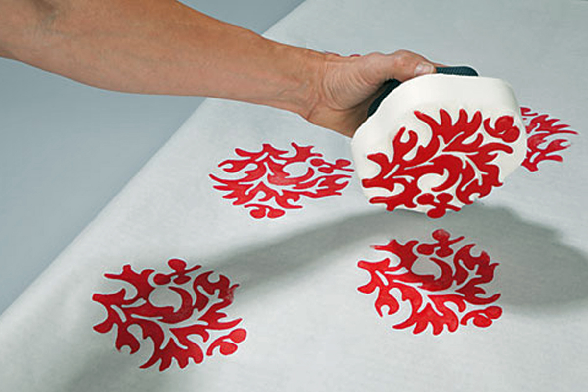 Bettkopfteil - Muster auf Chinapapier stempeln