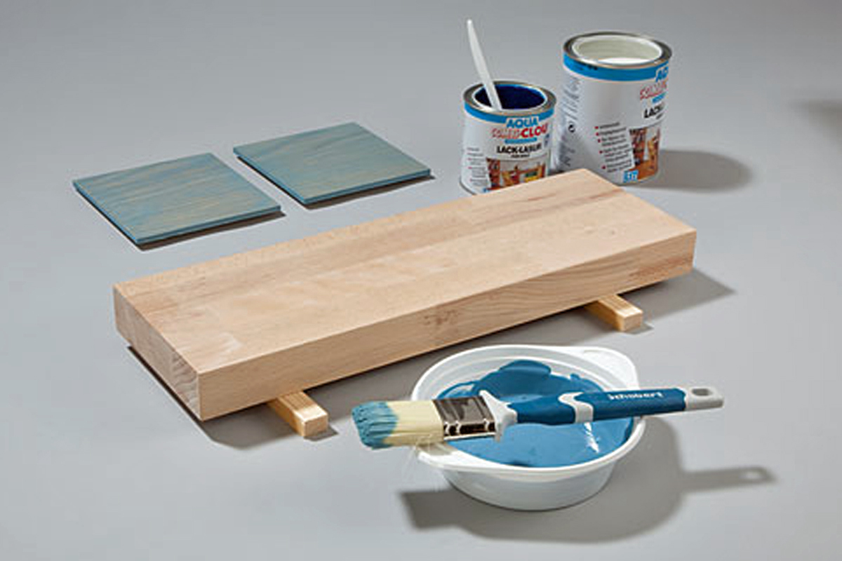 Bettkopfteil - Quadrate mit Lackglasur streichen