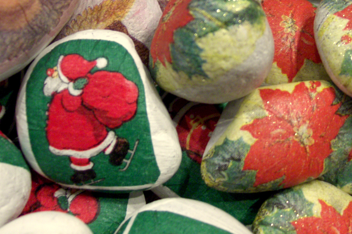 Serviettentechnik auf Steine