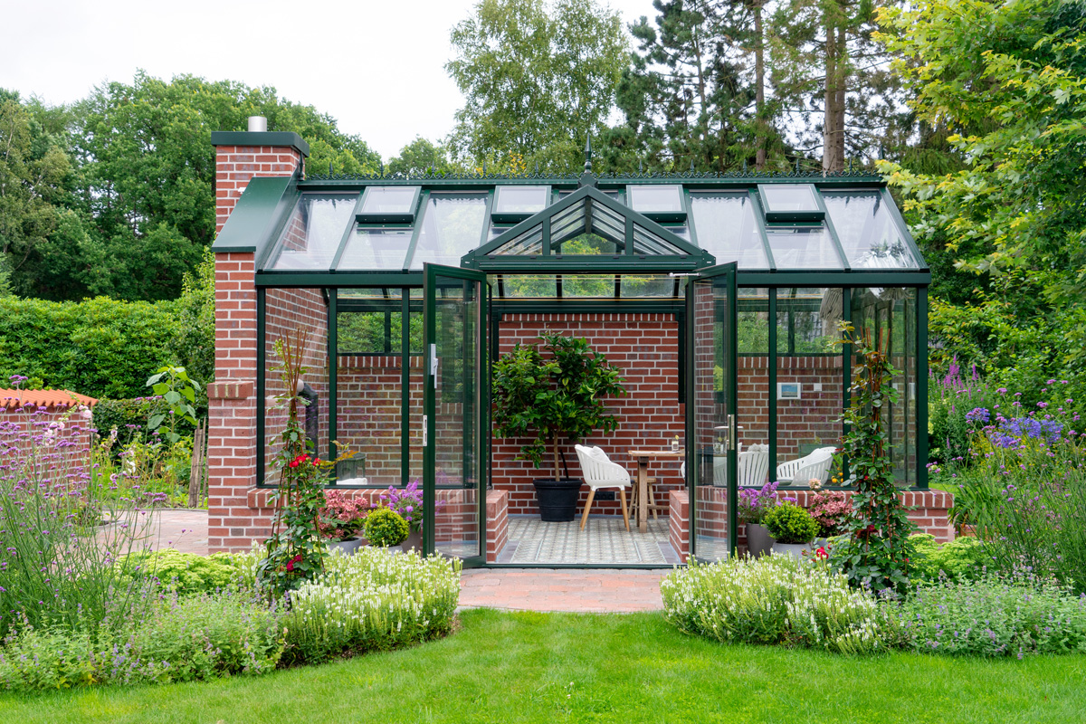 Der dritte Giebel verleiht dem Gewächshaus York eine viktorianische Anmutung.