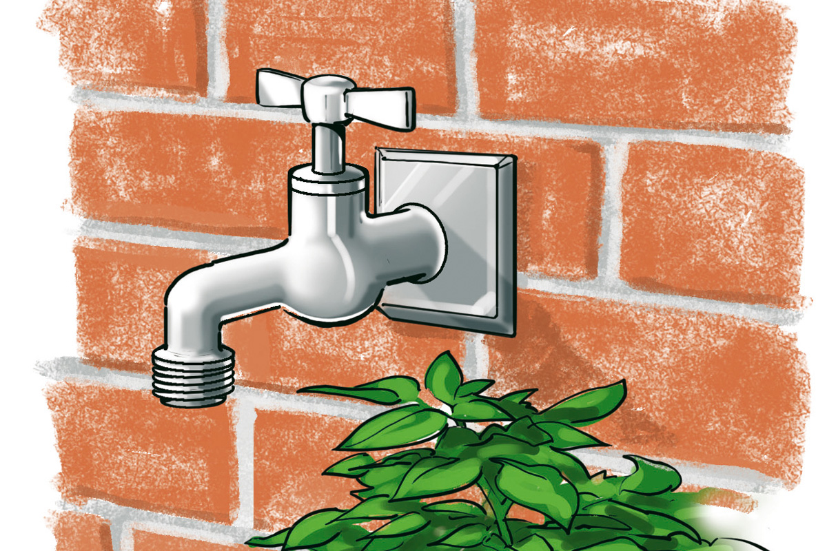 Smarte Bewässerung - Skize Wasserhahn